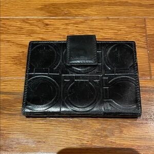 Salvatore Ferragamo Black Embossed Leather Wallet